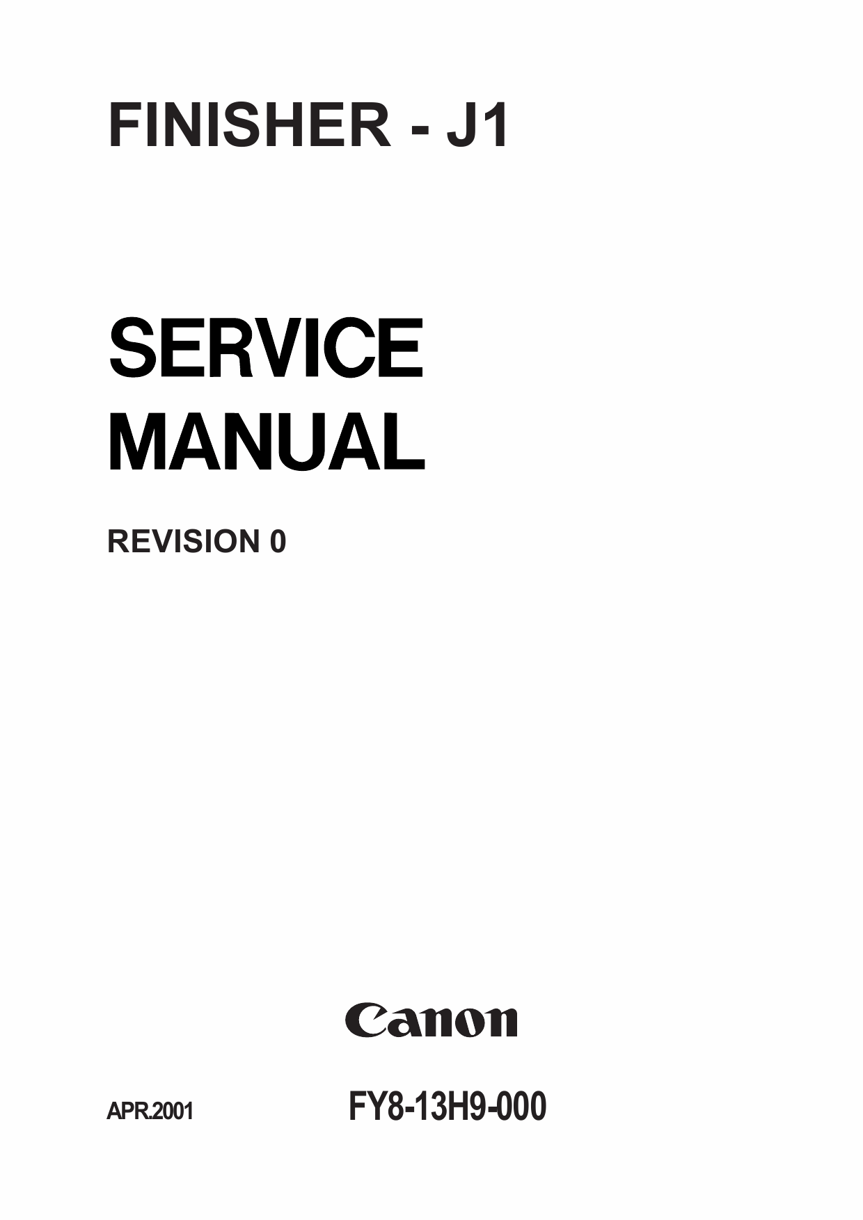 Canon Options Finisher-J1 Parts and Service Manual-1